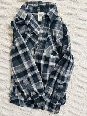 Faded Glory Black and Gray Plaid Button-Down Shirt